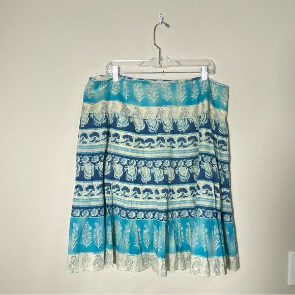 Vintage Chaps Boho Coastal Cowgrl Blue Cotton Skirt Women's Size 16 - Picture 8 of 11